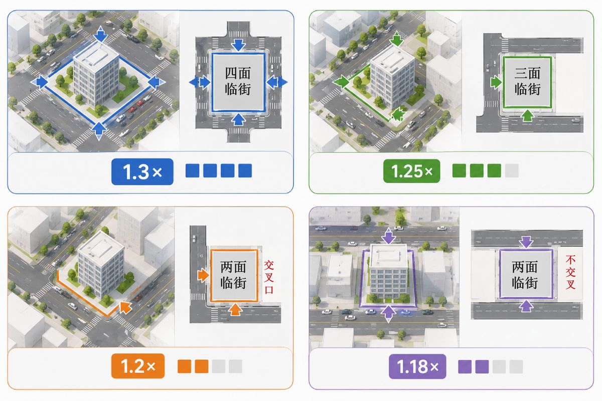 多面临街地块k系数调整示意图